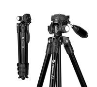 Treppiede da viaggio Fotopro 152cm, treppiede video con testa inclinabile a 2 vie e piastra a sgancio rapido per fotocamere reflex digitali, treppiede leggero per fotocamere con carico massimo di 3kg