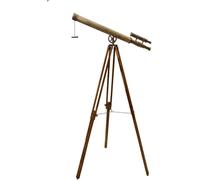 Treppiede decorativo in legno di teak con telescopio da 147 cm, in ottone anticato, maestro del porto