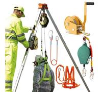 Treppiede di salvataggio di emergenza con verricello resistente, attrezzatura di sicurezza pieghevole in alluminio per l'ingresso in spazi ristretti in fogne, pozzi, gallerie, essenziale per