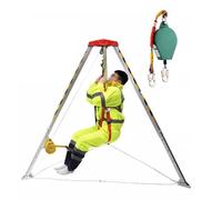 Treppiede di soccorso, Con verricello di salvataggio e dispositivo protezione anticaduta, kit treppiede in alluminio regolabile in altezza for vigili del fuoco(1800LBS Winch+safety belt)