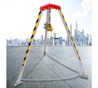 Treppiede di soccorso, Kit con verricello dispositivo autobloccante, gambe regolabili in altezza massima 7', staffa di protezione anticaduta(1800LBS Winch+Safe Belt)