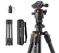 Treppiede Fotocamera e Smartphone 163cm, K&F Concept Treppiede in Alluminio da Viaggio Leggero e Compatto, Compatibile con Canon Nikon Sony DSLR Reflex iPhone Samsung, 360° Testa a sfera
