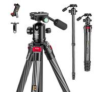 Treppiede Fotocamera Manbily 162cm Treppiede da Viaggio con Monopiede Leggero Treppiede Smartphone in Fibra di Carbonio con Testa a Sfera Panoramica a 360° per Videocamera DSLR Camara (YS-254C+YF-0)
