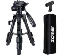 Treppiede Fotocamera, ZOMEI Q100 Mini Treppiede per Cellulare, Treppiede Leggero in Alluminio con Supporto per Telefono e Borsa da Transporto, 30.5-53 cm