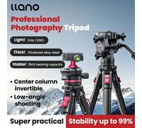 Treppiede fotografico professionale Llano, treppiede da viaggio con testa a fluido idraulico (carico massimo: 15 kg), altezza da 53 cm a 165 cm, include borsa da trasporto, compatibile con più fotocam