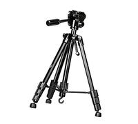 treppiede HUIOP Supporto per treppiede portatile Lega di alluminio Capacità di carico 5 kg / 11 libbre Max. Altezza 148 cm / 58,2 pollici con testa del treppiede a 3 vie Asse centrale nero