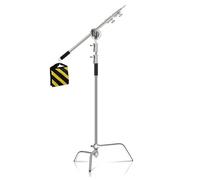 Treppiede in acciaio inossidabile argentato con testa a vite da 1/4 e barra trasversale, adatto for l'illuminazione in streaming live negli studi fotografici(260 silver kit 1)