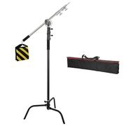 Treppiede in acciaio inossidabile argentato con testa a vite da 1/4 e barra trasversale, adatto for l'illuminazione in streaming live negli studi fotografici(260 black kit 2)