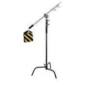 Treppiede in acciaio inossidabile argentato con testa a vite da 1/4 e barra trasversale, adatto for l'illuminazione in streaming live negli studi fotografici(330 black kit 1)