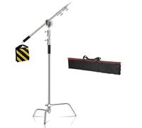 Treppiede in acciaio inossidabile argentato con testa a vite da 1/4 e barra trasversale, adatto for l'illuminazione in streaming live negli studi fotografici(330 silver kit 2)