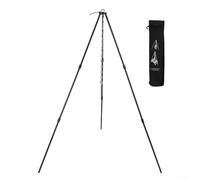 Treppiede in alluminio leggero per cucinare all'aperto con quattro sezioni regolabili per controllo di prossimità della fiamma personalizzato (nero)