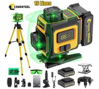 Treppiede livella laser CONENTOOL 16 linee 4D 360 ° Strumenti di livello laser professionale verticale orizzontale autolivellante Batteria 2x3600mAh