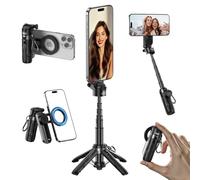 Treppiede magnetico per iPhone, formato tascabile, mini selfie stick, supporto portatile con telecomando ricaricabile, treppiede estensibile e staccabile compatibile con tutti gli smartphone