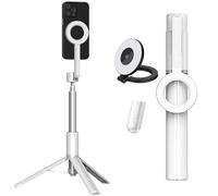 Treppiede magnetico per telefono con luce, bastone per selfie portatile estensibile, telecomando wireless, rotazione a 360°, supporto per telefono per registrazione video e vlogging