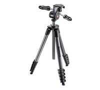 Treppiede Manfrotto MKCOMPACTADV-BK Compact Series con testa a tre vie, alluminio a 5 sezioni, Sable, 44,5-165 cm