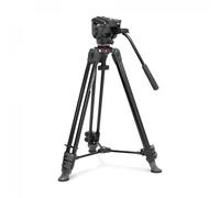 Manfrotto 500X Video Kit, Testa Fluida e Treppiede a Doppio Tubo in Alluminio, Portata 5 Kg, Base Piatta, Spreader Intermedio, Piastra Rapida, Verticale/orizzontale, Borsa Inclusa