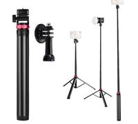 Treppiede monopiede da 200 cm per action camera, selfie stick treppiede con triplo adattatore, asta per selfie espandibile per GoPro Hero13/12/11/10/9/3/3+/Max Osmo Action3/4/5Pro Insta360 Ace