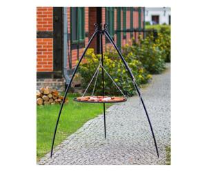 Treppiede per Barbecue Alto 200 cm con Griglia in Acciaio Inossidabile da 70 cm, Pieghevole e Resistente agli Agenti Atmosferici