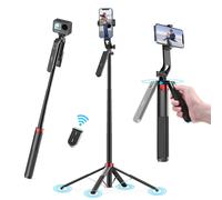 TREPPIEDE PER CELLULARE 180CM SELFIE STICK QUAD TRIPOD CON TELECOMANDO BLUETOOTH