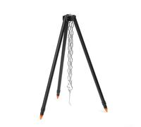 Treppiede per falò da campeggio per cucinare, supporto portatile da appendere in altezza con catena, in alluminio anodizzato duro e acciaio cromato per barbecue da campeggio, forte resistenza al vento