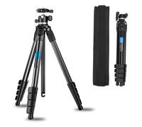 Treppiede per Fotocamera, Treppiede in Lega di Alluminio con Testa a Sfera a 360° con Borsa per il Trasporto, Treppiede da Viaggio con Piastra a Sgancio Rapido a Colonna Centrale