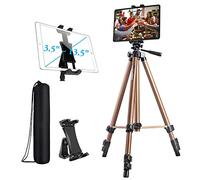 Treppiede per iPad, Tablet Treppiede Stand 51.6 pollici Regolabile Altezza Supporto in Alluminio per iPad Pro 12.9 11 10.5 Air Mini, Surface ,Galaxy Tab e 3.5 a 13.3" Tablet Telefono - Champagne