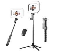 Treppiede per iPhone con luce per registrazione video, treppiede portatile per fotocamera e telefono, selfie stick con luce per creatori di contenuti, vlogging, Tiktok