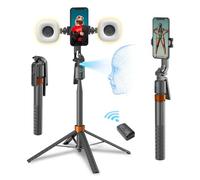 Treppiede per iPhone con tracciamento facciale, altezza 177,8 cm, da viaggio, con luce, telecomando e controllo gesti, selfie stick per registrazione video, streaming live TikTok e creatore di