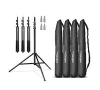 Treppiede per lampada Walimex pro 4x WT-806 con smorzamento a molla I altezza massima 256 cm I treppiede luminoso stabile caricabile fino a 6 kg I treppiede luminoso per luce anulare, riflettore, flash e video I adattatore 3/8" e 4 borse