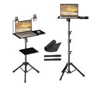 Treppiede per proiettore SH 125 cm ad altezza regolabile con 3 vassoi, treppiede per laptop, supporto da pavimento per proiettore portatile con clip per tubo flessibile 90cm without wheels