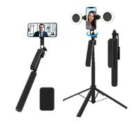 Treppiede per rilevamento automatico del viso con controllo gestuale e sensore di movimento, 71 pollici allungabile a 360° treppiede per telefono con luce, senza app, per TikTok/Vlog/Live Stream