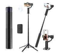 Treppiede per rilevamento automatico del viso, rotazione a 360°, kit di bastone per selfie modulare con base, telecomando e controllo dei gesti, supporto per telefono da 70 pollici per vlogging, live