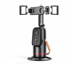 Treppiede per rilevamento facciale automatico: supporto per telefono rotante a 360° per vivere senza sforzo, per video in streaming di vlog in diretta, 96,4 x 180 x 80,5 mm (doppie luci Q03V)