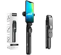 Treppiede per selfie con telecomando, portatile, Bluetooth, da viaggio, compatibile con iPhone 14/13/12/11 Pro/XS Max/XS/XR/X/8/7, Samsung Galaxy, smartphone Android (INSFEEL S-nero)