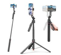 Treppiede per selfie da 176 cm, rotazione a 360°, apertura automatica, con telecomando ricaricabile, per TikTok/Vlog/Live Stream, compatibile con iPhone/Android/fotocamera/GoPro
