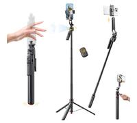Treppiede per selfie da 176 cm, rotazione a 360°, apertura automatica, con telecomando ricaricabile, per TikTok/Vlog/Live Stream, compatibile con iPhone/Android/fotocamera/GoPro