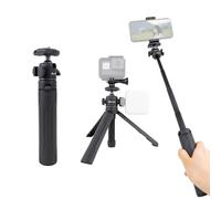 treppiede per selfie HUIOP Q-5 Mini treppiede da tavolo allungabile per selfie stick da 18,7 pollici con testa a sfera ruotabile a 360°, 4 sezioni, capacità di carico di 1 kg/2,2 libbre, con clip per