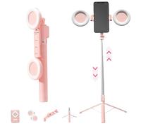 Treppiede per selfie stick, 67 stick per telefono estensibile con 2 luci e telecomando, supporto stabile a 360° per registrazione, video, immagini