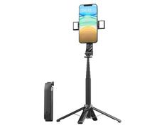 Treppiede per selfie stick per telefono, telecomando wireless, luce di riempimento ricaricabile, girevole a 360°, treppiede regolabile per vlogging, live streaming, registrazione, supporto cellulare