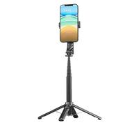 Treppiede per selfie - Supporto per telefono con telecomando wireless, ricaricabile mobile live streaming, controllo girevole a 360 gradi, supporto portatile regolabile per vlogging, luce di