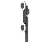 Treppiede per selfie wireless per iPhone, A12, doppia lampada rotonda nera con luce, asta telescopica da 169,9 cm, 1,7 m, supporto regolabile con telecomando staccabile, compatibile con vari telefoni