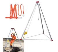 Treppiede per spazi confinati,kit di salvataggio in metallo per fognature con protezione anticaduta,cavo in acciaio da 20 m e cintura di sicurezza,per sollevamento di oggetti(Load 1200lbs 20m)