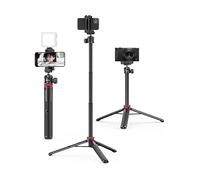 Ulanzi MT-44 Selfie Stick Treppiede per telefono e fotocamera - Altezza max 146 cm - Allungabile - Nero/Rosso