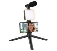 Treppiede per telefono con luce, bastone per selfie per telefono, supporto stabile a LED per selfie, treppiede portatile multifunzionale per registrazione video, trucco, streaming live