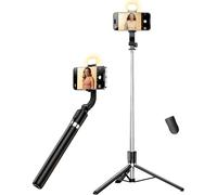 Treppiede per telefono con luce, NT99 Selfie Stick per telefono cellulare e fotocamera, supporto per illuminazione fotografica nero per riprese video