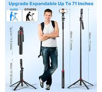 Treppiede per telefono estendibile, bastone per selfie, supporto treppiede per vlog, quadrupode con molletta per telefono tutto in uno, portatile, accessorio di allenamento per golf - compatibile con