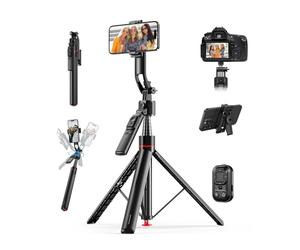 Treppiede per Tracciamento Automatico del Volto di MMOBIEL - 360° Rotazione AI con Controllo Gesti, Bluetooth 5.4 e Telecomando - Estendibile 1,76m, Treppiede Auto-Apertura per iPhone, Android, GoPro