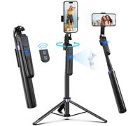 Treppiede per tracciamento facciale automatico con rotazione a 360 gradi, supporto per treppiede per Android e iPhone, con telecomando e controllo gestuale, senza app, bastone per selfie con