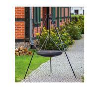 Treppiede Pieghevole da 180 cm con Wok in Acciaio Naturale da 70 cm e Spessore 1,5 mm per Barbecue e Cucina allAperto