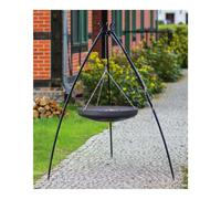 Treppiede Pieghevole in Acciaio Naturale da 200 cm con Wok da 70 cm per Barbecue e Cottura allAperto